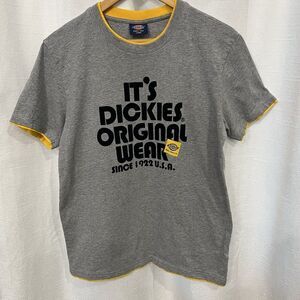 Dickies Men's Large Gray Yellow Graphic Logo Crew Neck Short Sleeve T-shirt‎ EUC